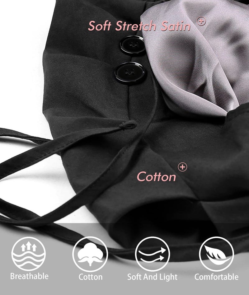Winitas Satin Lined Work Cap for Long Hair Women with Button Silk Lined Working Cap Ponytail - Image 2